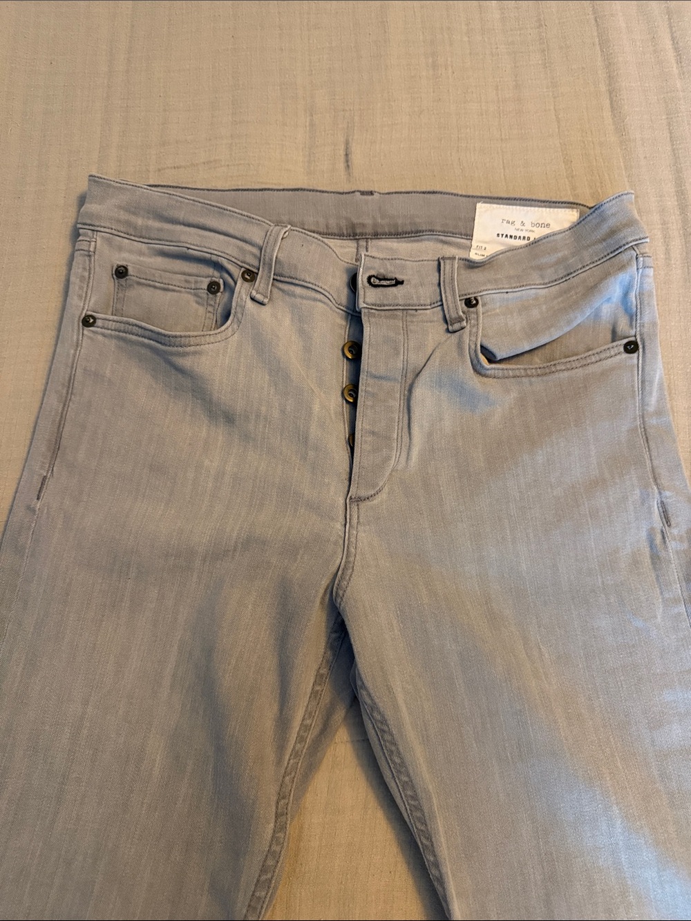 rag & bone Light Gray Slim Button-Fly Jeans